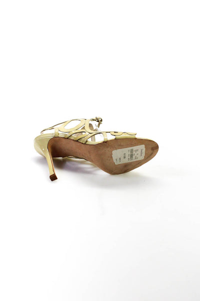 Manolo Blahnik Womens Patent Leather Slingbacks Heels Yellow Size 38.5 8.5
