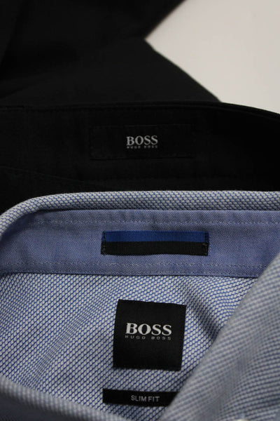 Boss Hugo Boss Mens Dress Pants Shirt Black Blue Size 34 Large Lot 2