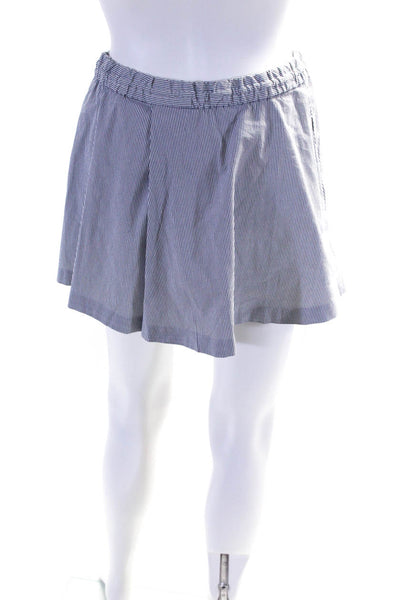 Thakoon Addition Womens Striped Shorts Blue White Cotton Size 0