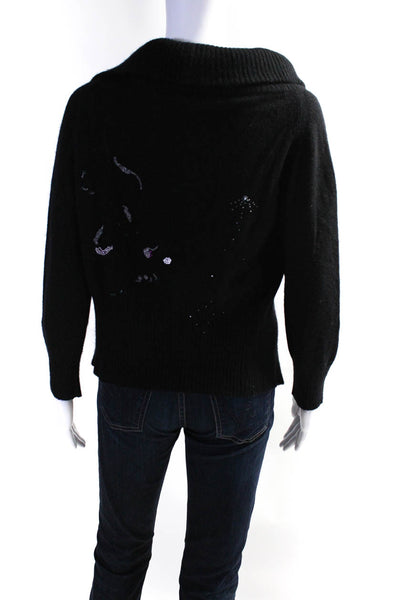 Dinamita Womens Turtleneck Cardigan Sweater Black Size Small