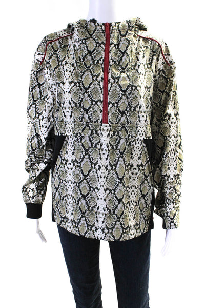 ALALA Womens Half Zip Hooded Oversized Snakeskin Printed Jacket Brown Medium
