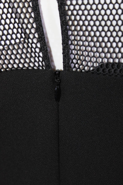 Maje Womens Solid Net Mesh Illusion Neckline Sleeveless Swing Dress Black Size 1