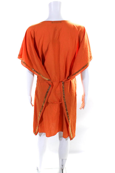 Marlies Dekkers Womens Sequin Chiffon Bat Wing Cover Up Dress Orange Size Medium