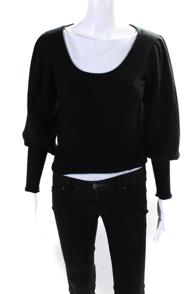 DH New York Womens Puff Sleeve Tie Back Sweater Black Size Extra Small