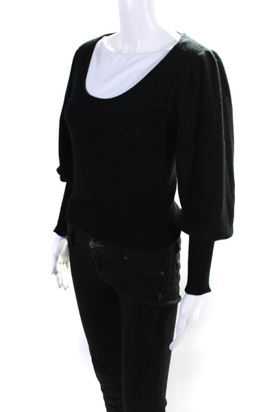 DH New York Womens Puff Sleeve Tie Back Sweater Black Size Extra Small