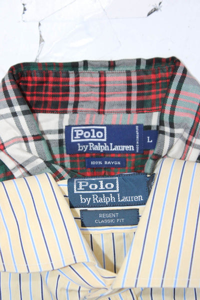 Polo Ralph Lauren Mens Yellow Striped Long Sleeve Dress Shirt Size 17 L lot 2