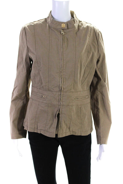 Escada Sport Womens Full Zipper Jacket Brown Cotton Size EUR 40