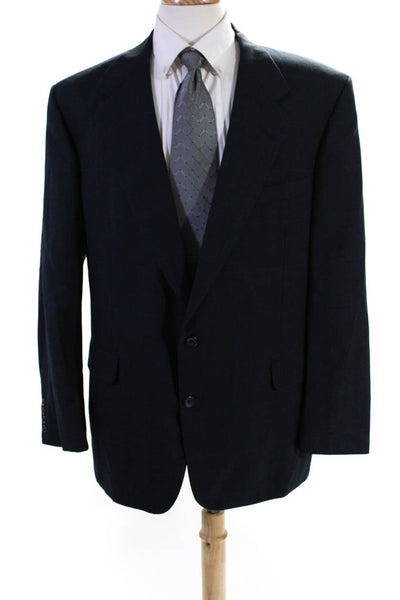 H. Freeman & Son Mens Wool Plaid Print Split Hem Blazer Jacket Blue Size 48
