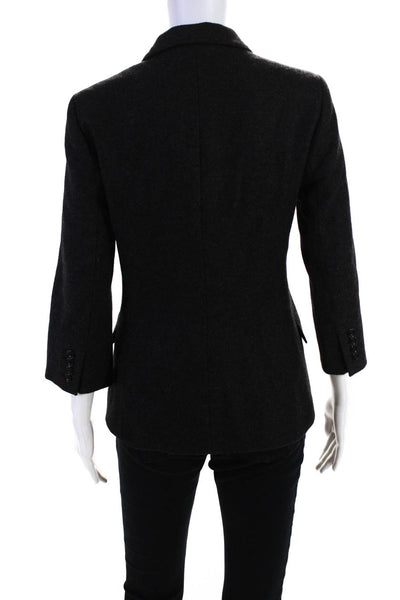 Sonia Bogner Womens Dark Gray Wool Collar Long Sleeve Blazer Coat Size 6