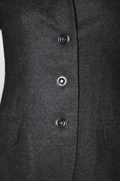 Sonia Bogner Womens Dark Gray Wool Collar Long Sleeve Blazer Coat Size 6