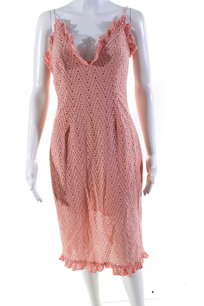 C/MEO Collective Womens Ruffle Accent Eyelet Spaghetti Strap Dress Pink Size M