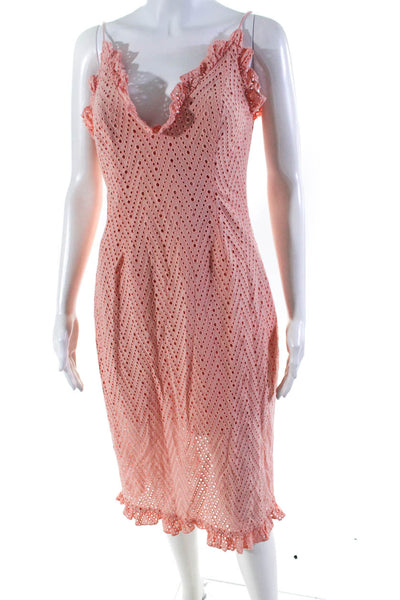 C/MEO Collective Womens Ruffle Accent Eyelet Spaghetti Strap Dress Pink Size M