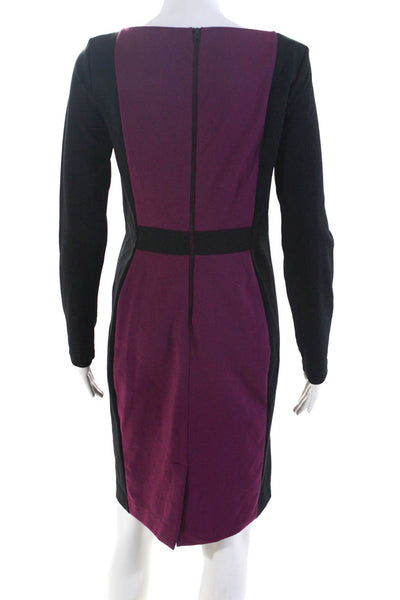 Narciso Rodriguez Womens Colorblock Long Sleeve Short Pencil Dress Purple Size S