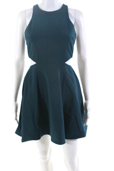 Elizabeth and James Womens Cut Out Side Accent Fit And Flare Dress Blue Size 4
