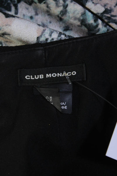 Club Monaco Womens Back Zip Short Sleeve Abstract Sheath Dress Black White 4