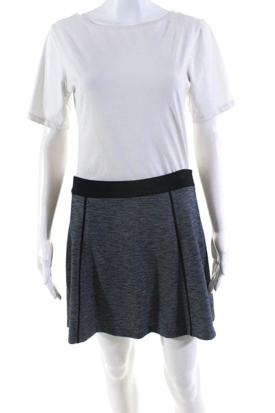 Theory Womens Side Zip Knee Length Knit A Line Skirt Gray Black Size 6