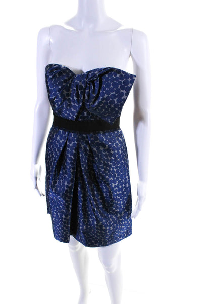 BCBG Max Azria Womens Polka Dot Sweetheart Neckline Mini Dress Blue Gray Size 2