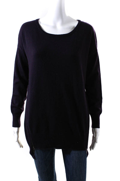 Repeat Womens Scoop Neck Long Sleeve Tight Knit Cashmere Sweater Purple Size S