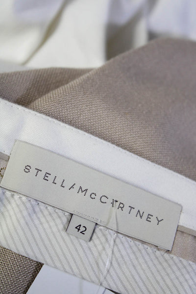 Stella McCartney Womens Cuffed Woven Pleated Straight Leg Pants Beige Size IT 42