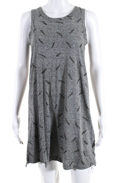 Current/Elliott Womens Feather Printed The Muscle Tee Dress Gray Size 0