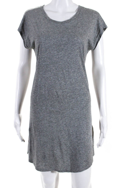 Joie Womens Short Sleeve Scoop Neck Mini Shirt Dress Gray Cotton Size XS