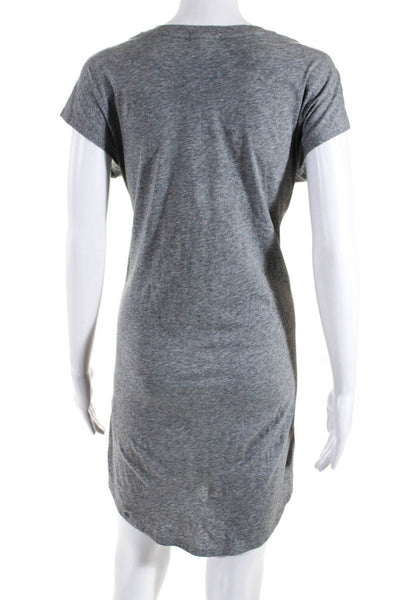 Joie Womens Short Sleeve Scoop Neck Mini Shirt Dress Gray Cotton Size XS