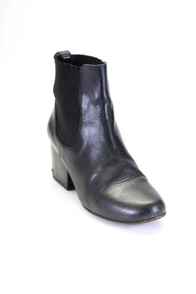 Robert Clergerie Womens Black Leather Blocked Heel Ankle Boots Shoes Size 6