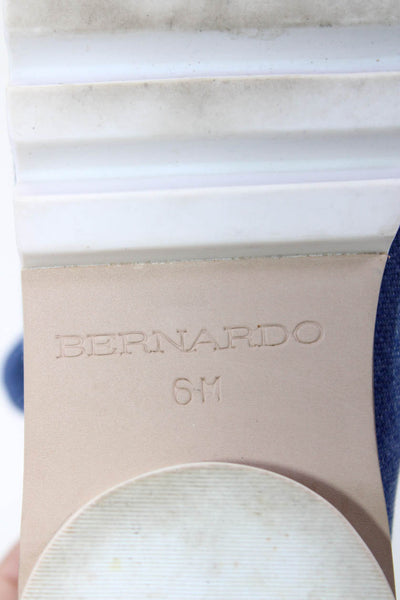 Bernardo Womens Blue Peep Toe Front Tie Denim Flats Mules Sandals Shoes Size 6M
