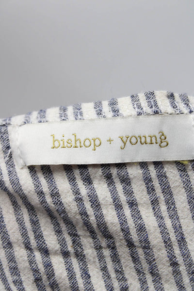 Bishop and Young Womens Cotton Striped Print Midi Tank Dress White Blue Size M