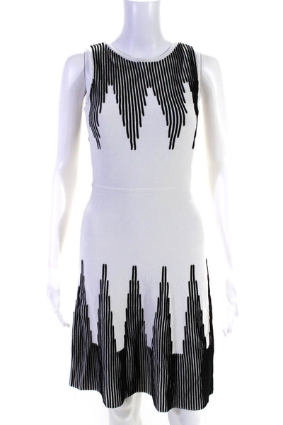 Calvin Klein Womens Striped Print Sleeveless Tank Dress White Black Size XS