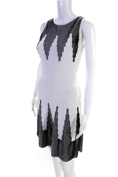 Calvin Klein Womens Striped Print Sleeveless Tank Dress White Black Size XS