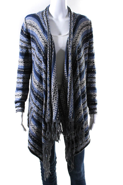 Velvet Womens Woven Stripe Waterfall Cardigan Sweater Blue Size Small