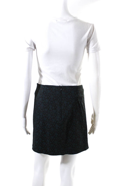 Theory Women's Floral 3 Button Blazer Skirt Set Blue Size L