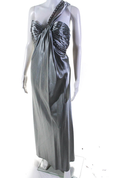 ABS by Allen Schwartz Women's Embellished Sleeveless Gown Silver Size 4