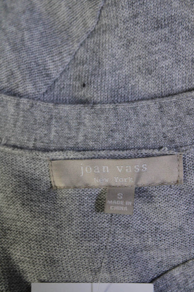 Joan Vass Women's V Neck Mid Length Cardigan Gray Size S