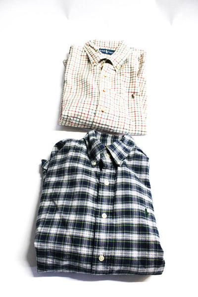 Polo Ralph Lauren Mens Plaid Long Sleeve Button Up Shirt Size Medium Large Lot 2