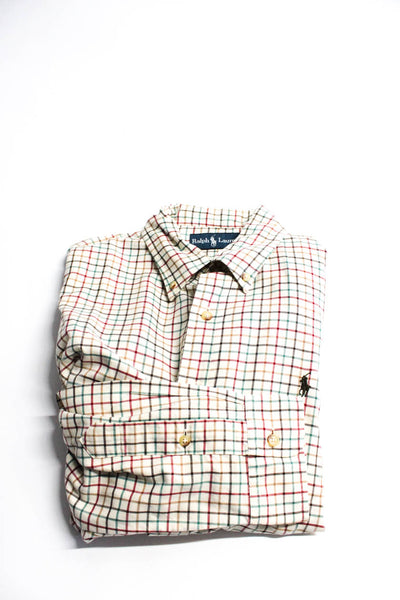 Polo Ralph Lauren Mens Plaid Long Sleeve Button Up Shirt Size Medium Large Lot 2