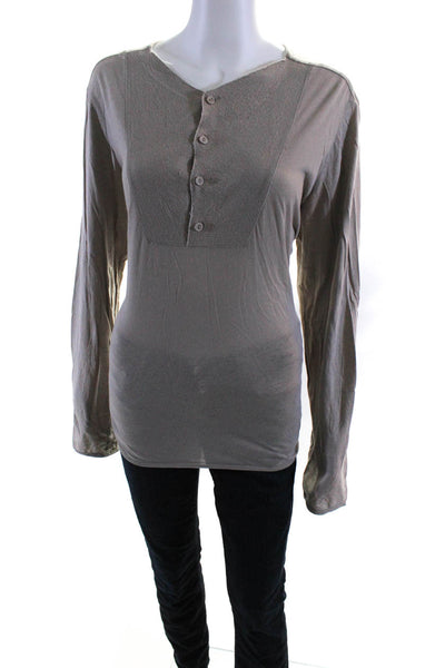 3.1 Phillip Lim Womens Buttoned Relaxed Long Sleeved Tunic T Shirt gray Size L