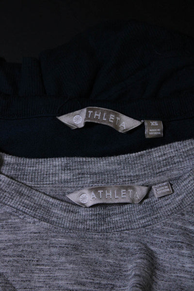 Athleta Womens Scoop Neck Solid Long Sleeve Sweaters Gray Blue Size 2XS/XS Lot 2