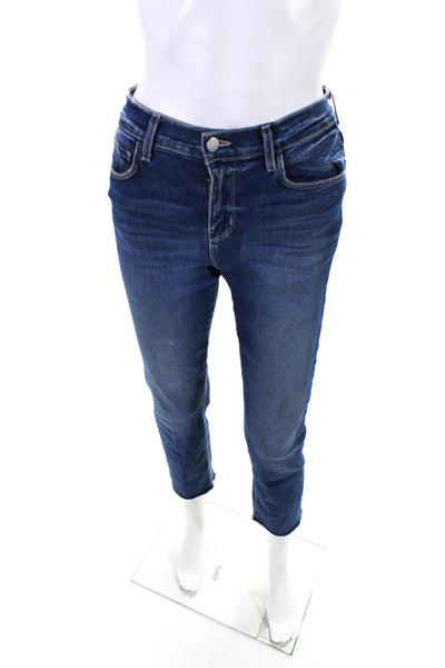 L'Agence Womens Solid Mid Rise Meduim Wash Skinny Denim Jeans Blue Size 27