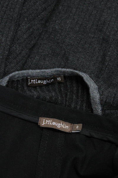 J. Mclaughlin Womens Ribbed V Neck Shirt Pleated Pants Gray Black XS 0 Lot 2