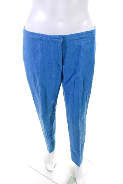 Piazza Sempione Women's Low Rise Wide Leg Dress Pants Blue Size M