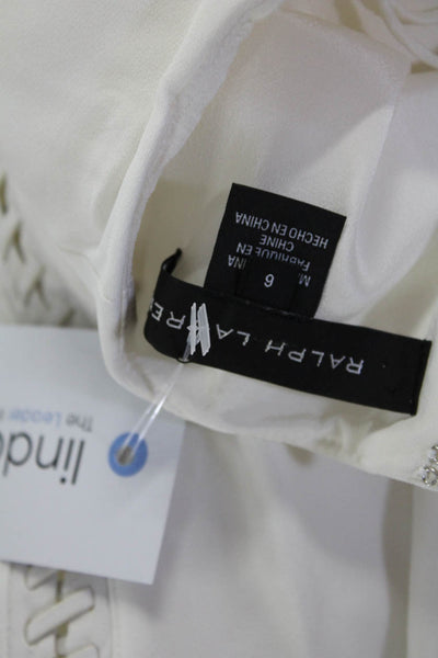 Ralph Lauren Women's Lace Up Midi Pencil Skirt White Size 6