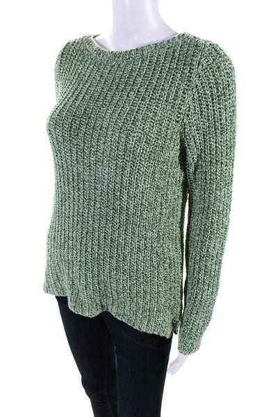 LRL Lauren Jeans Womens Cotton Chunky Knit Crew Neck Sweater Green Size M
