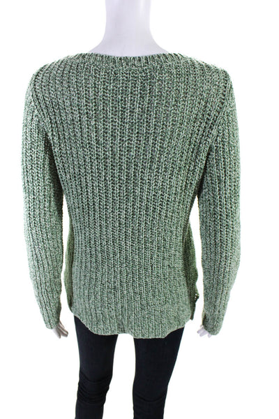 LRL Lauren Jeans Womens Cotton Chunky Knit Crew Neck Sweater Green Size M