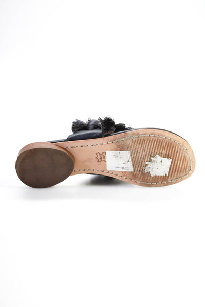 Bernardo Womens Leather Tassel Accent Flip Flop Flats Sandals Shoes Black Size 6