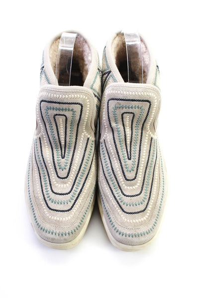 Bernardo Womens Sheepskin Lined Leather Embroidered Slipper Boots Gray Size 6