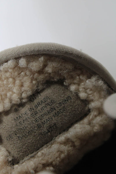Bernardo Womens Sheepskin Lined Leather Embroidered Slipper Boots Gray Size 6
