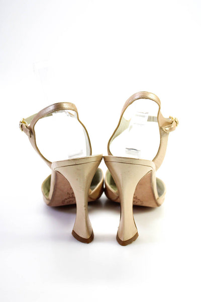 Delman Womens Cream Ankle Strap Taper High Heels Sandals Shoes Size 9.5M