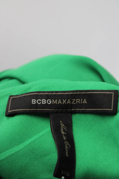 BCBGMAXAZRIA Womens Strappy High Neck High-Low Sleeveless Blouse Green Size 2XS